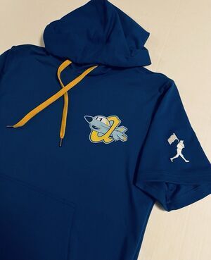 Baseballism Aberdeen Ironbirds MiLB Minor League Short Sleeve Hoodie SMALL Blue